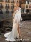 Sexy White Sequin and Satin One Sleeve Side Slit Mermaid Long Prom Dresses,PDS0342