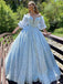 New Arrival Off-shoulder A-line Ball Gown Long Prom Dresses Online, PDS0205