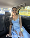 Sexy Blue Satin Spaghetti Straps Sleeveless Side Slit Mermaid Long Prom Dresses,PDS0647
