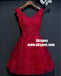 Two Straps Red Lace Heavily Beaded Homecoming Prom Dresses, TYP0902
