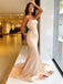 Spaghetti Strap Mermaid Soft Satin Simple Long Prom Dresses Online, PDS0204