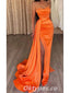 Sexy Satin Sweetheart Sleeveless Side Slit Mermaid Long Prom Dresses,PDS0442