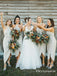 Sheath Halter Ankle Length Grey Chiffon Bridesmaid Dresses with Split, TYP1836