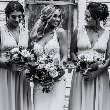 A-Line V-neck Backless Long Cheap Light Grey Chiffon Bridesmaid Dresse – Oktypes