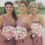 Mismatched V-Neck Long Dusty Pink Chiffon Bridesmaid Dresses with Pleats, TYP1535
