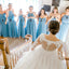 Mismatched A-Line Long Cheap Chiffon Blue Bridesmaid Dresses, TYP1536