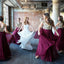 A-Line Round Neck Long Burgundy Bridesmaid Dress with Sequins, TYP1410