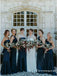 Mismatched Navy Blue Long Cheap Bridesmaid Dresses, TYP1760