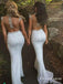 Two Piece High Neck Long White Bridesmaid Dresses with Beading, TYP1837