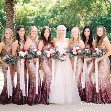 Rose gold and wine bridesmaid clearance dresses