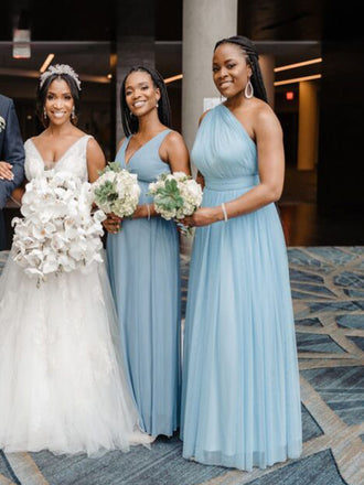 Mismatched Chiffon Floor-length Sleeveless Long Cheap Bridesmaid Dresses, BDS0124