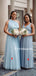 Mismatched Chiffon Floor-length Sleeveless Long Cheap Bridesmaid Dresses, BDS0124