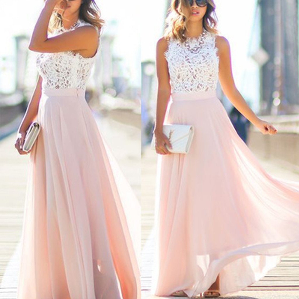 Online Junior Unique Long Prom Dress Formal Blush Pink Chiffon Cheap Bridesmaid Dresses, TYP0154