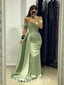 Sexy Satin Off Shoulder V-Neck Sleeveless Mermaid Prom Dresses/Evening Dresses,PDS0486