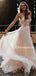 Spaghetti Strap A-line Tulle Sleeveless Long Cheap Wedding Dresses, WDS0076