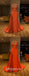 Elegant Orange Satin Spaghetti Straps Sleeveless Side Slit Mermaid Long Prom Dresses With Pleats,PDS0515