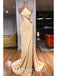 Sexy Satin Sleeveless Side Slit Mermaid Long Prom Dresses With Rhinestone, PDS0819