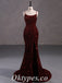 Elegant Sequin Spaghetti Straps Lace Up Back Side Slit Mermaid Long Prom Dresses,PDS0465