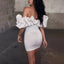 Charming White Soft Satin Off Shoulder Short Homecoming Dresses, HDS0072