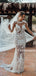 Popular Bateau Long Sleeves Lace Mermaid Long Cheap Wedding Dresses, WDS0041