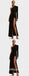 Elegant Black Satin One Sleeve Side Slit Sheath Floor Length Prom Dresses,PDS0419
