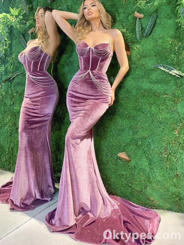 Sexy Velvet Sweetheart Sleeveless Evening Dress,Mermaid Evening prom dresses, Forma Women Dress,PDS0323