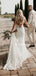 Newest V-neck Mermaid Lace Open Back Long Wedding Dresses, WDS0103