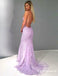 Spaghetti Straps Lilac Tulle Long Cheap Prom Dresses With Appliques, TYP1816