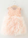 A-Line Crew Knee-Length Pearl Pink Tulle Flower Girl Dresses with Ruffles, TYP1026
