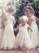 A-Line Square Ankle-Length Chiffon Flower Girl Dress with Belt Lace Ruffles, TYP1028