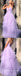 Elegant Purple Tulle Spaghetti Straps V-Neck A-Line Long Prom Dresses,PDS0450