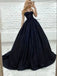 Elegant Black Sequin Tulle Spaghetti Straps A-Line Long Prom Dresses/Graduation Evening Dresses,PDS0405
