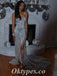 Sexy Silver Sequin Sweetheart Sleeveless Side Slit Mermaid Long Prom Dresses,PDS0635