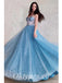 Sexy Sequin Tulle Spaghetti Srtraps Sleeveless Lace Up A-Line Long Prom Dresses, PDS0899