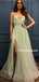 Charming V-neck Side Slit Long A-line Prom Dresses, TYP0227