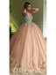 Elegant Tulle Spaghetti Straps V-Neck A-Line Long Prom Dresses With Beading,PDS0572