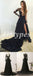 Elegant Black Lace And Tulle Long Sleeve A-Line Long Prom Dresses,PDS0798