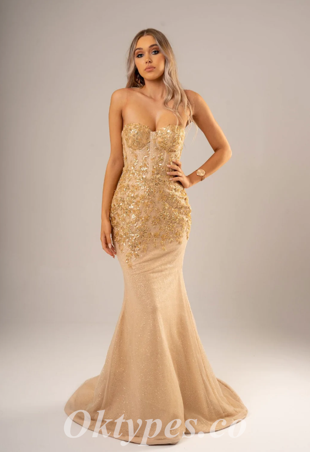 Sexy Special Fabric Sweetheart Sleeveless Mermaid Long Prom Dresses With Applique And Beading,PDS0724