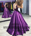 Long Floor Length Satin Prom Dresses, Bateau Prom Dresses, Lace Up Prom Dresses, Charming Evening Dresses, TYP0261