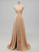 Sexy Mermaid Gold V-neck Backless Long Cheap Bridesmaid Dresses Online, TYP1075