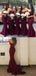 Claret Sweetheart Lace Mermaid Bridesmaid Dresses, Sexy Bridesmaid Dresses, TYP0587