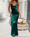 Green Spaghetti Strap Long Cheap Backless Occasion Prom Dresses, TYP1844