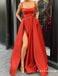 Red  Spaghetti Straps Pockets Long Evening Gowns Prom Dresses, TYP1666