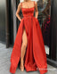 Red  Spaghetti Straps Pockets Long Evening Gowns Prom Dresses, TYP1666