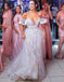 Pretty A-Line Cold Shoulder Lace Wedding Dresses with Ruffles&Appliques, TYP1077
