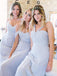 Mismatched Different Styles Chiffon Light Blue Sexy A Line Floor-Length Cheap Bridesmaid Dresses, TYP0309