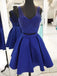 V Neck Beaded Royal Blue Two Piece Homecoming Dresses, CM500