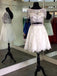 Cap Sleeves Rhinestone Two Pieces Short Homecoming Dresses, CM503