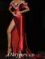 Sexy Satin Off Shoulder V-Neck Sleeveless Side Slit Mermaid Long Prom Dresses With Rhinestone, PDS0822