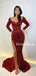 Elegant Mermaid Side Slit Sequin Long Sleeve Prom Dresses, PDS0230